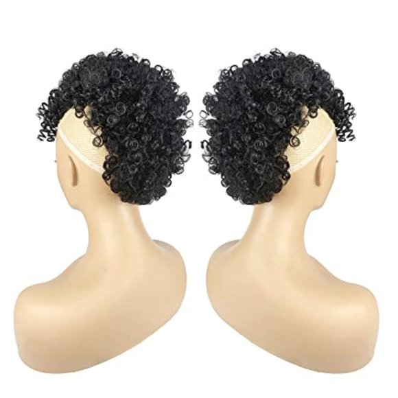 Allyreetress Afro Puff Drawstring Mohawk Ponytail Wig with Bangs for Black Women - Picture 3 of 6